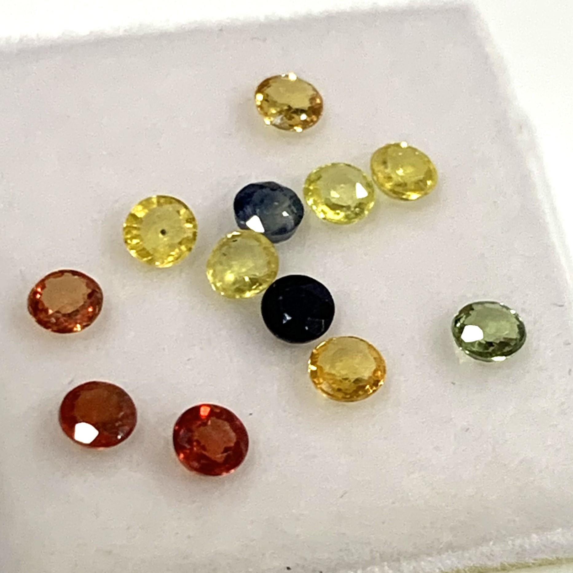 Lot de 12 saphirs multicolores à facettes rondes de 2,7 à 2,8 mm - Pierres précieuses en vrac - Prix de gros - Gemmes naturelles