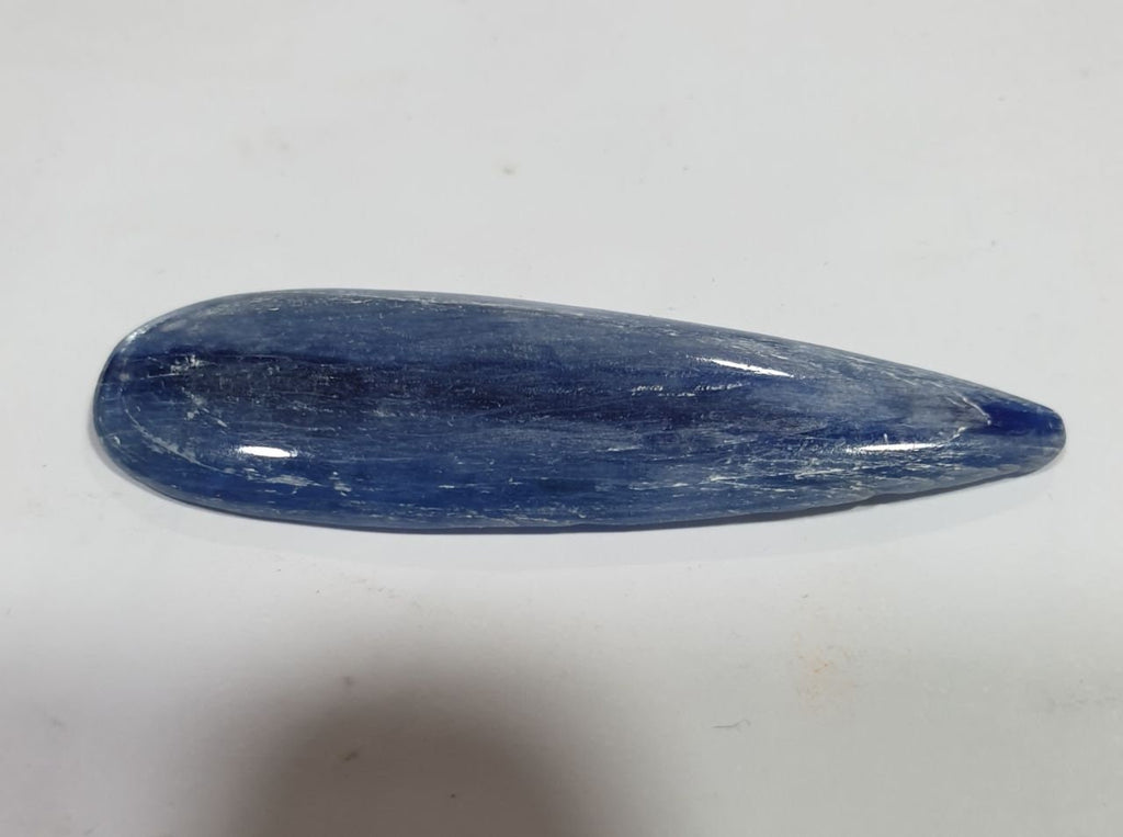 Cabochon allongé en forme de goutte de kyanite bleue distène, 46 x 15 mm, 22,57 ct, pierre précieuse naturelle non traitée.