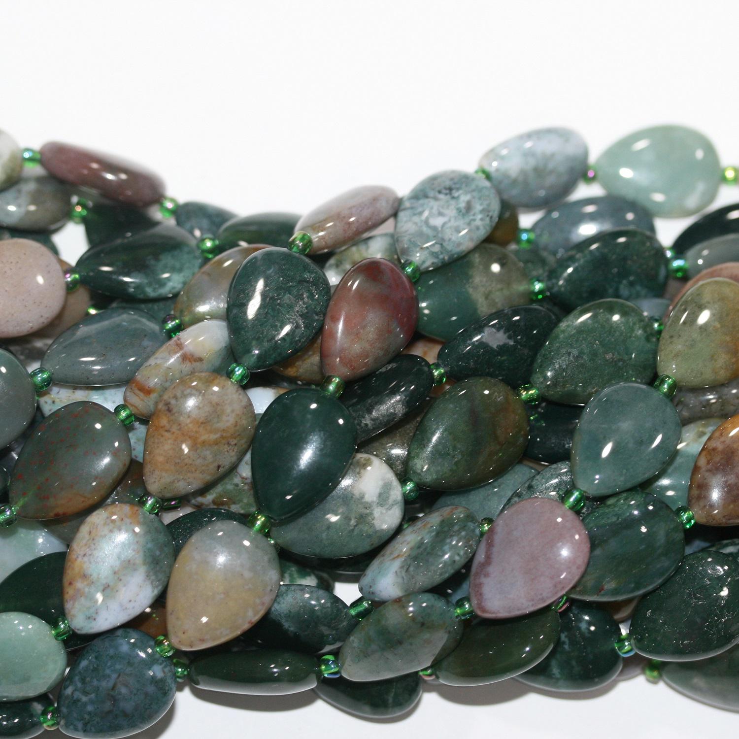 14" St Indian Agate Smooth Drop Beads 18x13mm.-Strand 38cm.