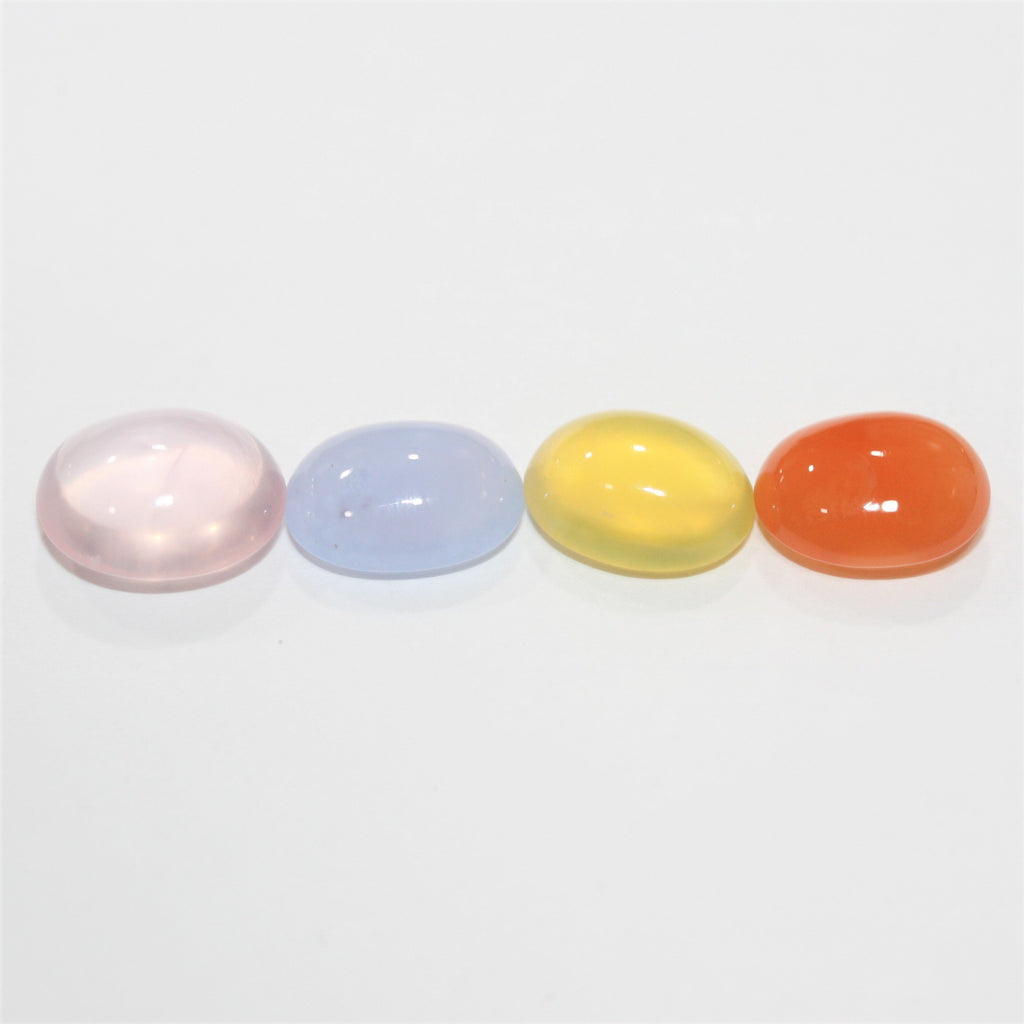 Lote de 4 cabujones ovalados lisos multipiedra de 12 x 9,5 mm (aprox.)