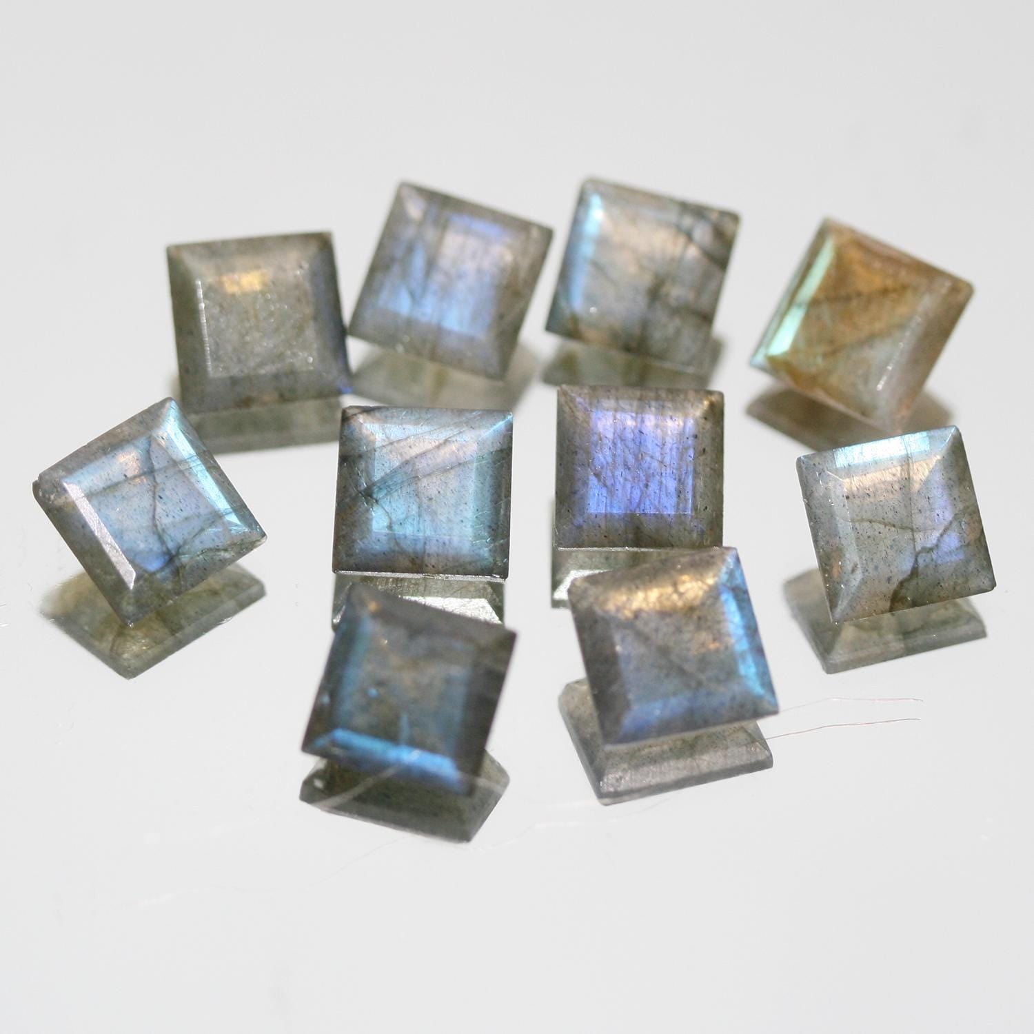 10 Pcs Lot Labradorite Faceted Square 8mm. (10 Pcs.)
