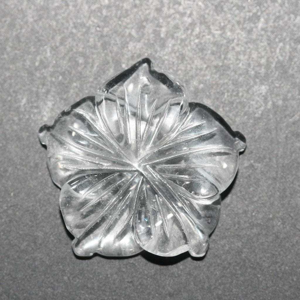 Pendentif en quartz roche, fleur sculptée, 28 mm - Réf. 14805