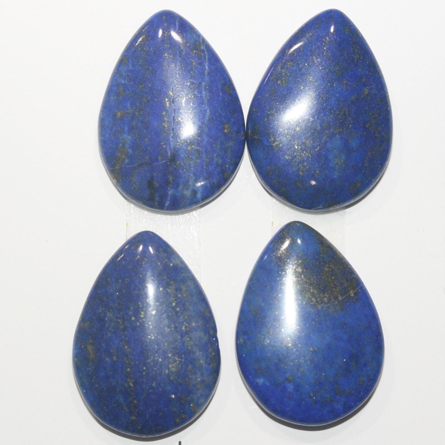 Lote de 4 cabujones lisos de lapislázuli de 25 x 18 mm aprox. (4 piezas)