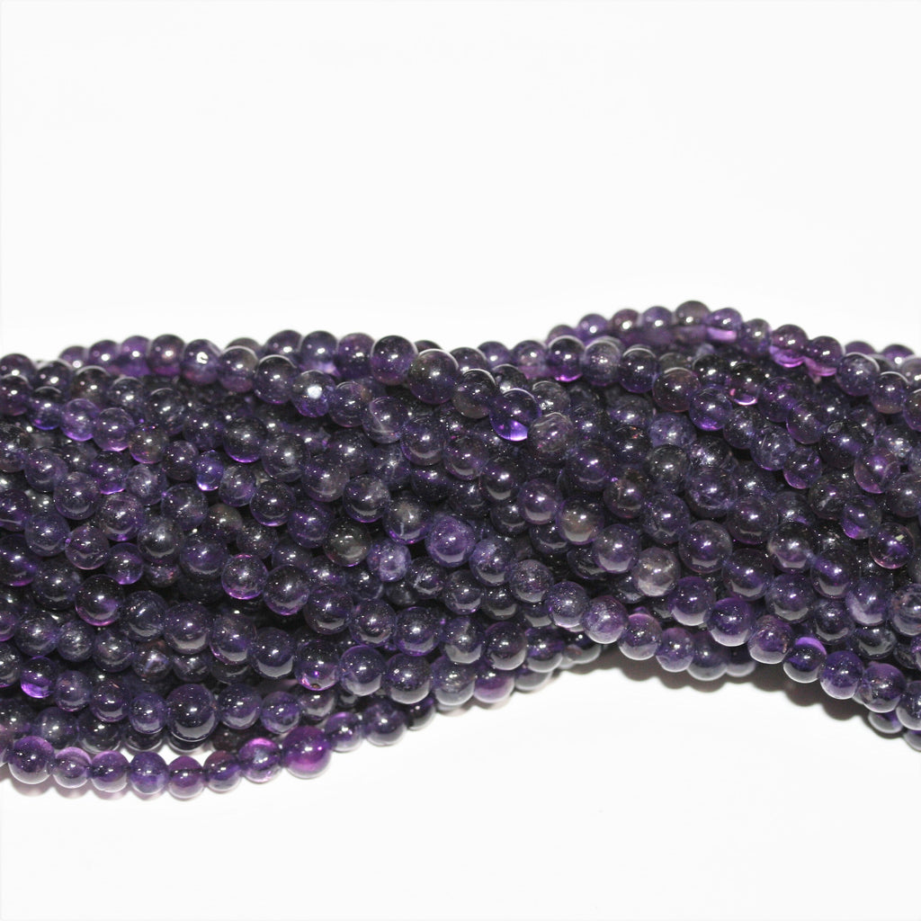 13" St Amethyst Smooth Round Beads 5mm.-Strand 33cm.