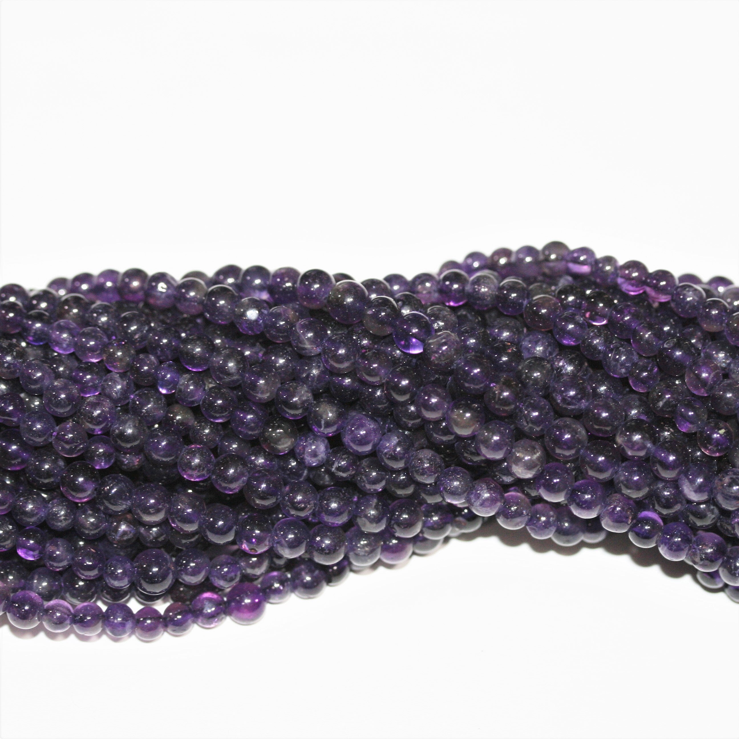 13" St Amethyst Smooth Round Beads 5mm.-Strand 33cm.