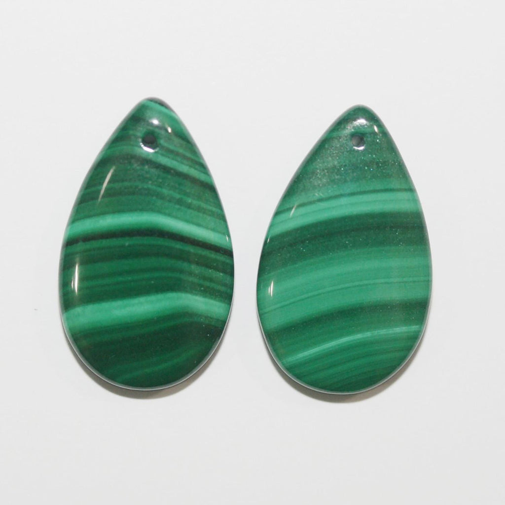 Colgante de gota lisa de malaquita (1 par) 25 x 15 mm