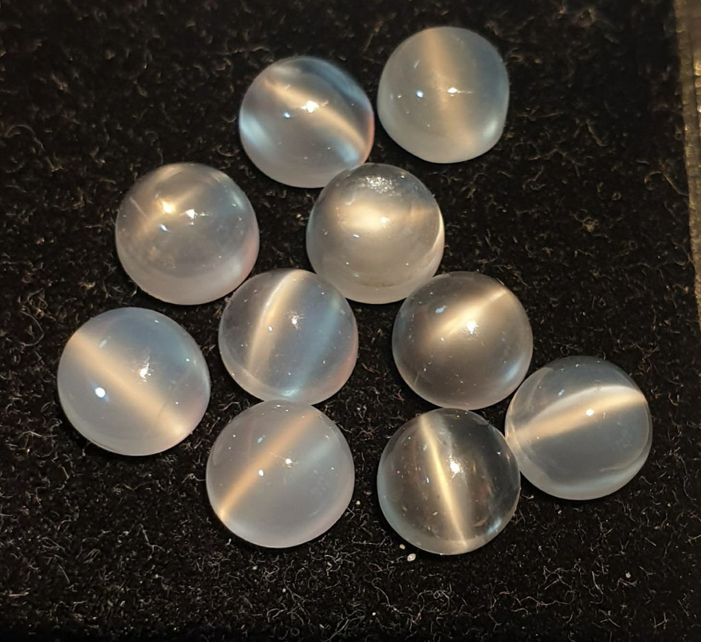 10Pcs Lot Cats Eye Moonstone Round Cabochon 6 mm. (10 pcs.)