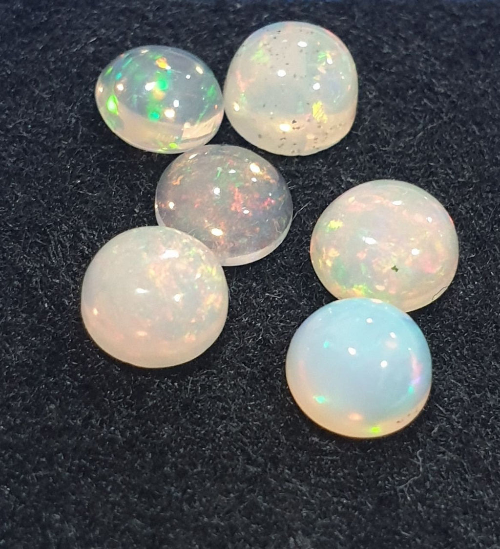 Ethiopian Opal Lot Round Cabochon 5mm. (6pcs)  -Gemstone Parcels-Loose Stones Wholesale Price