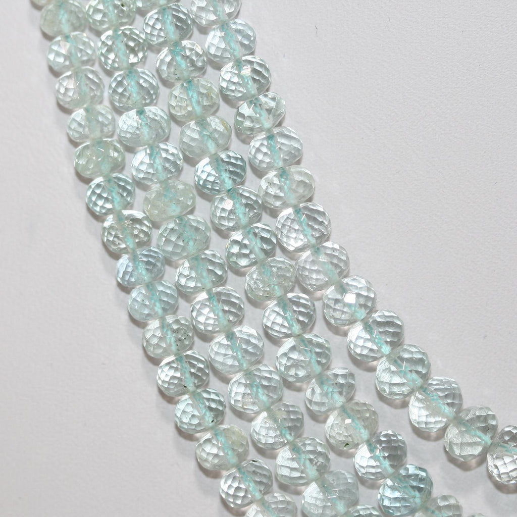 Aquamarine Graduated Faceted Rondelle Necklace 4x3 - 6x4mm.( 4 Strands )