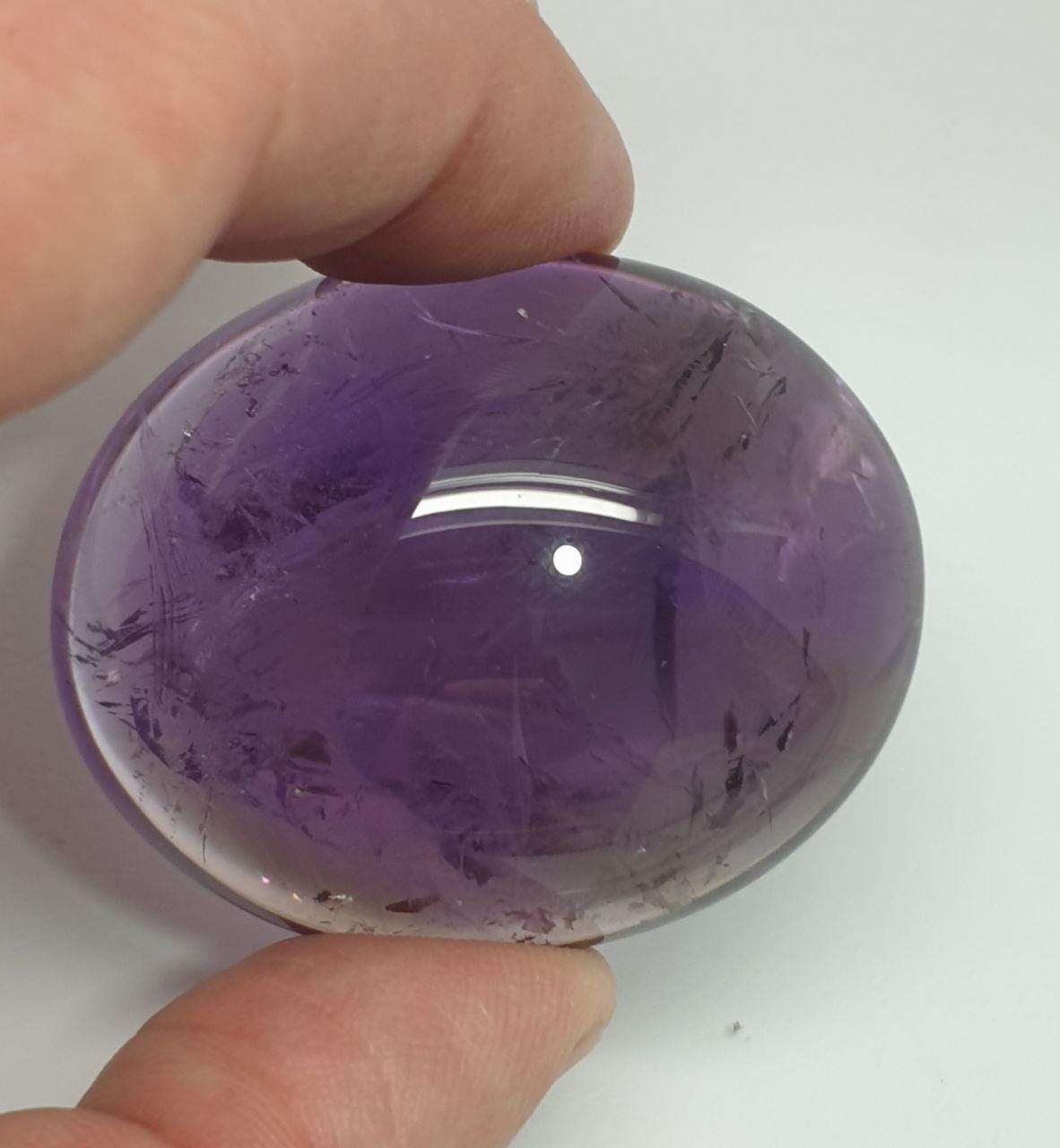 Huge  Amethyst Smooth Oval Cabochon 47.4x38x20.5mm (246.19ct.) Museum Piece