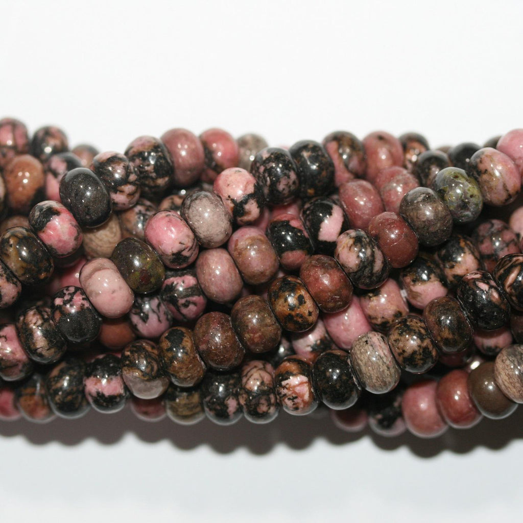 Perles rondelles lisses en rhodonite St 15" 8x5mm.-Rig 39cm.