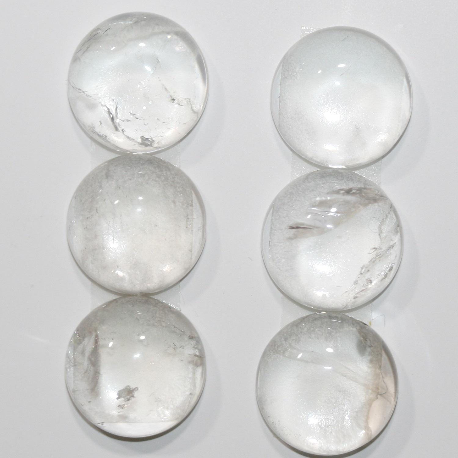 Rock Crystal Quartz Smooth Round Cabochon 14mm. (6 Pieces).