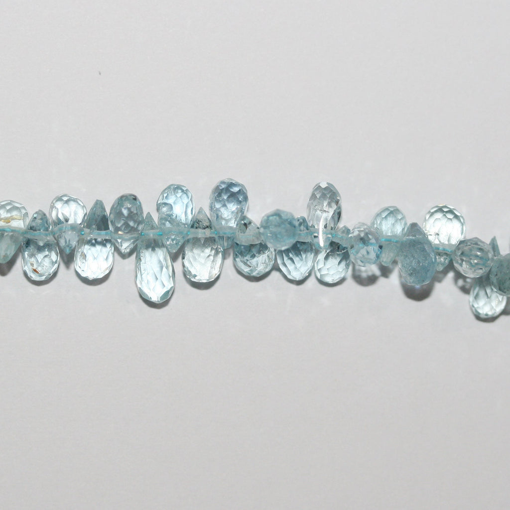Cuentas de aguamarina facetadas de 8" x 7 x 4 mm, aprox. - Hilo de 20 cm.