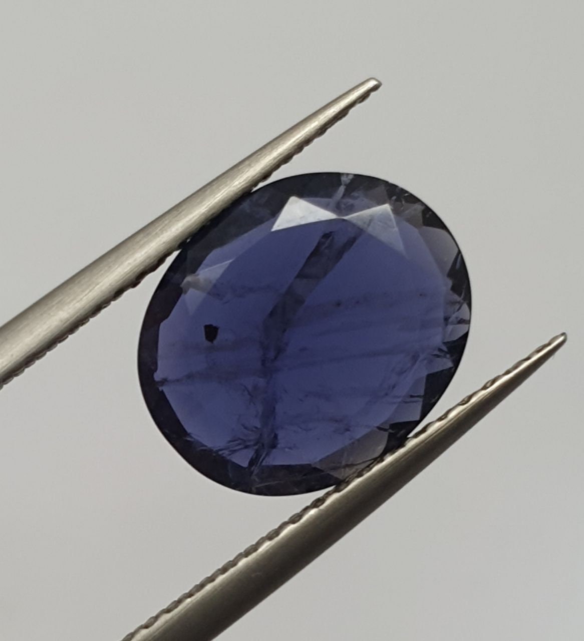 Iolite Cordierite Faceted  Cabochon Shape 9x11mm - Natural Untreated  Gemstone- Deep Blue Color