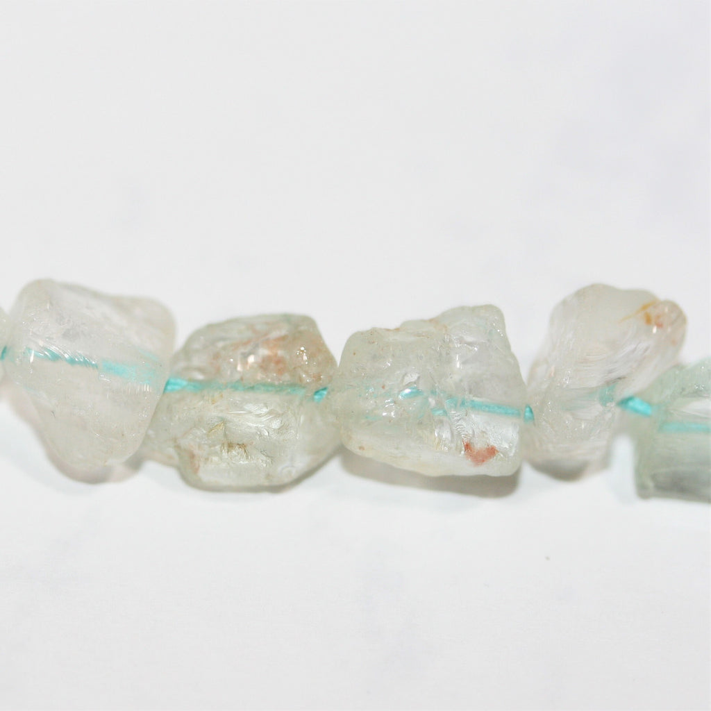 10" St Aquamarine Unpolish Nugget Beads 7-8mm. Approx.-Strand 25cm.