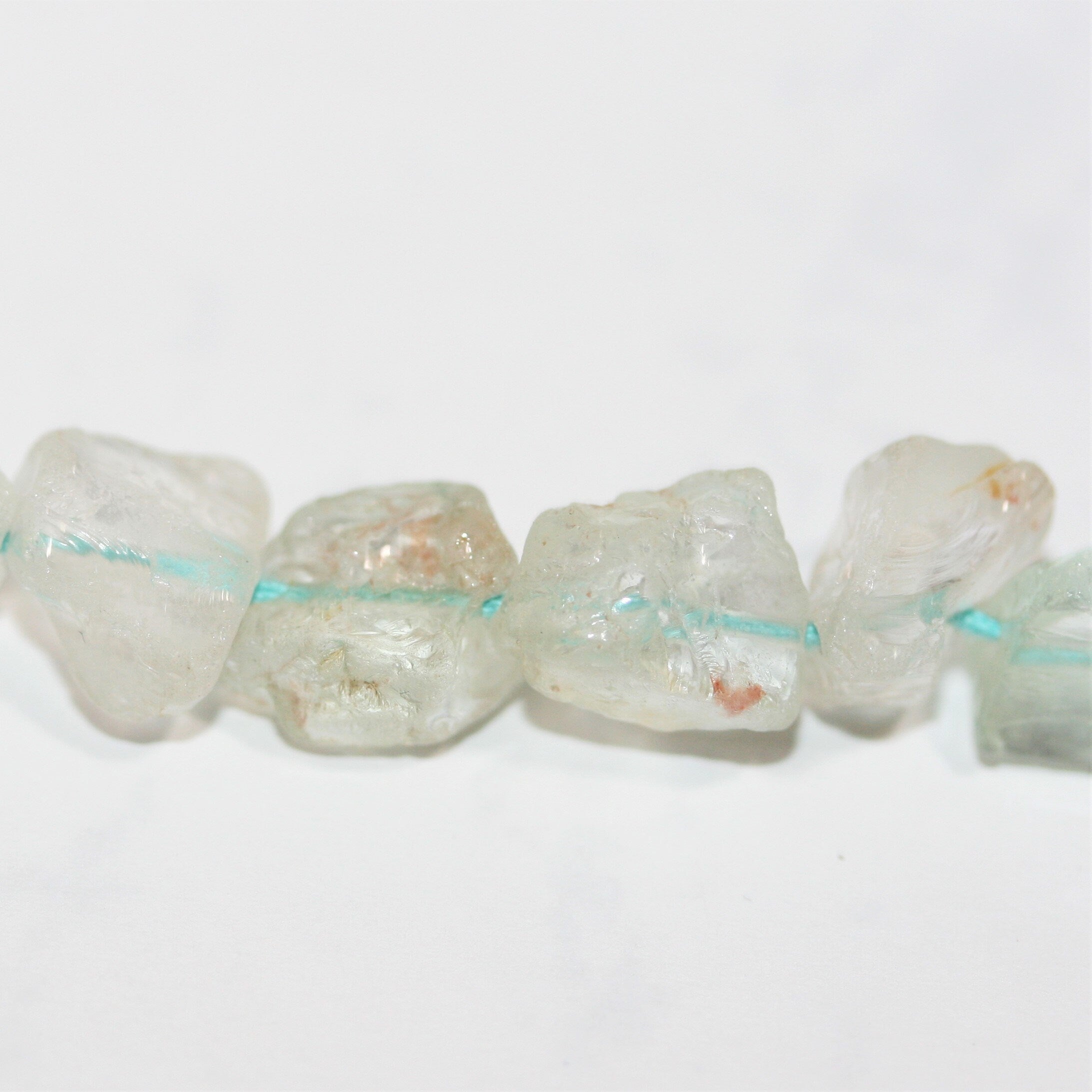 10" St Aquamarine Unpolish Nugget Beads 7-8mm. Approx.-Strand 25cm.