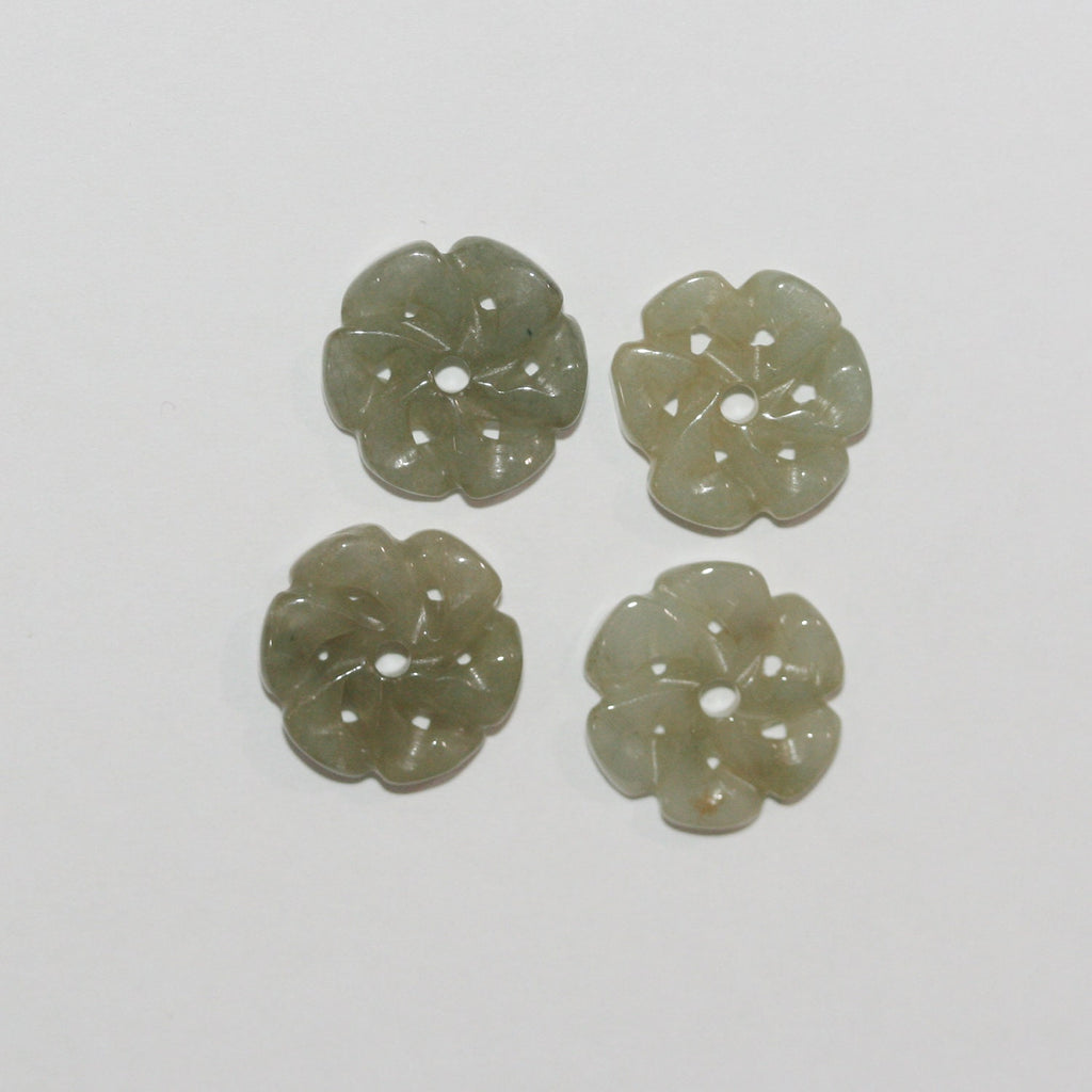 Lote de 4 colgantes de jade de Birmania (2 pares) de 13 mm