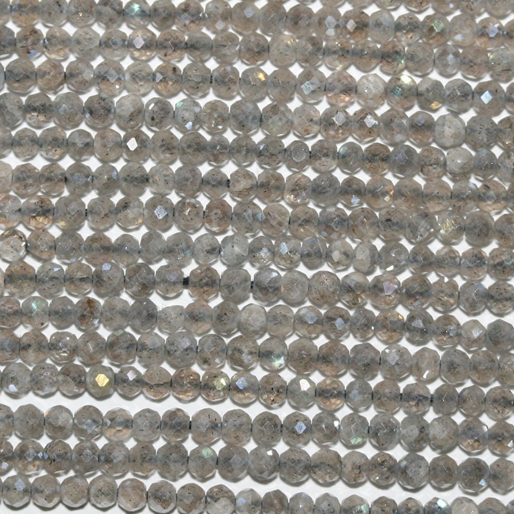 13" St Labradorite Faceted Rondelle Beads  2.5x2mm.-Strand 33cm.