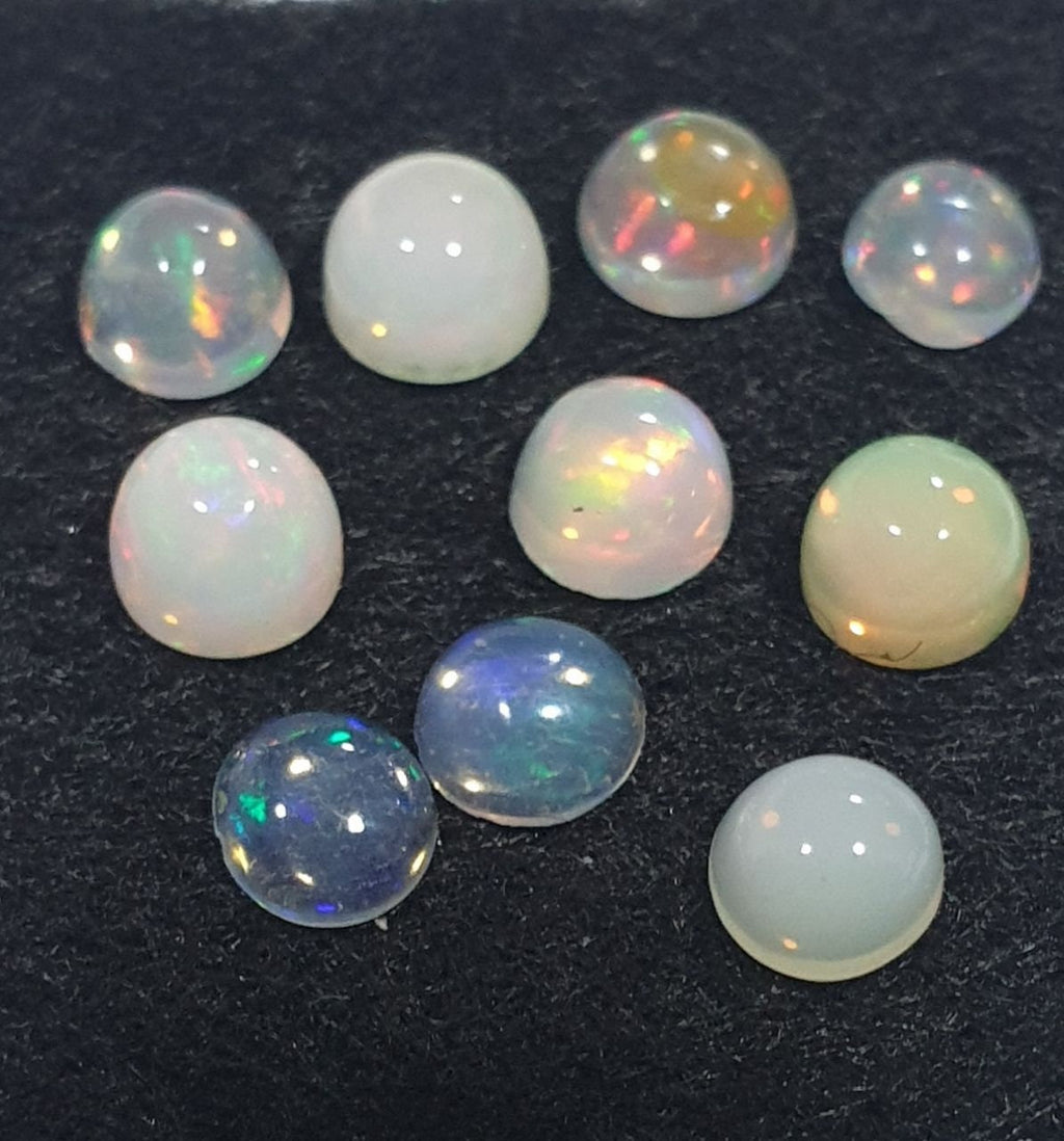 Ethiopian Opal Lot Round Cabochon 4mm. (10pcs)  -Gemstone Parcels-Loose Stones Wholesale Price