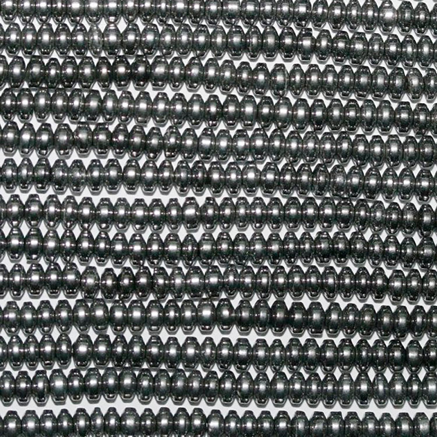 Cuentas redondas lisas de hematita plateada de 16" (4 x 2 mm) - Hilo de 40 cm
