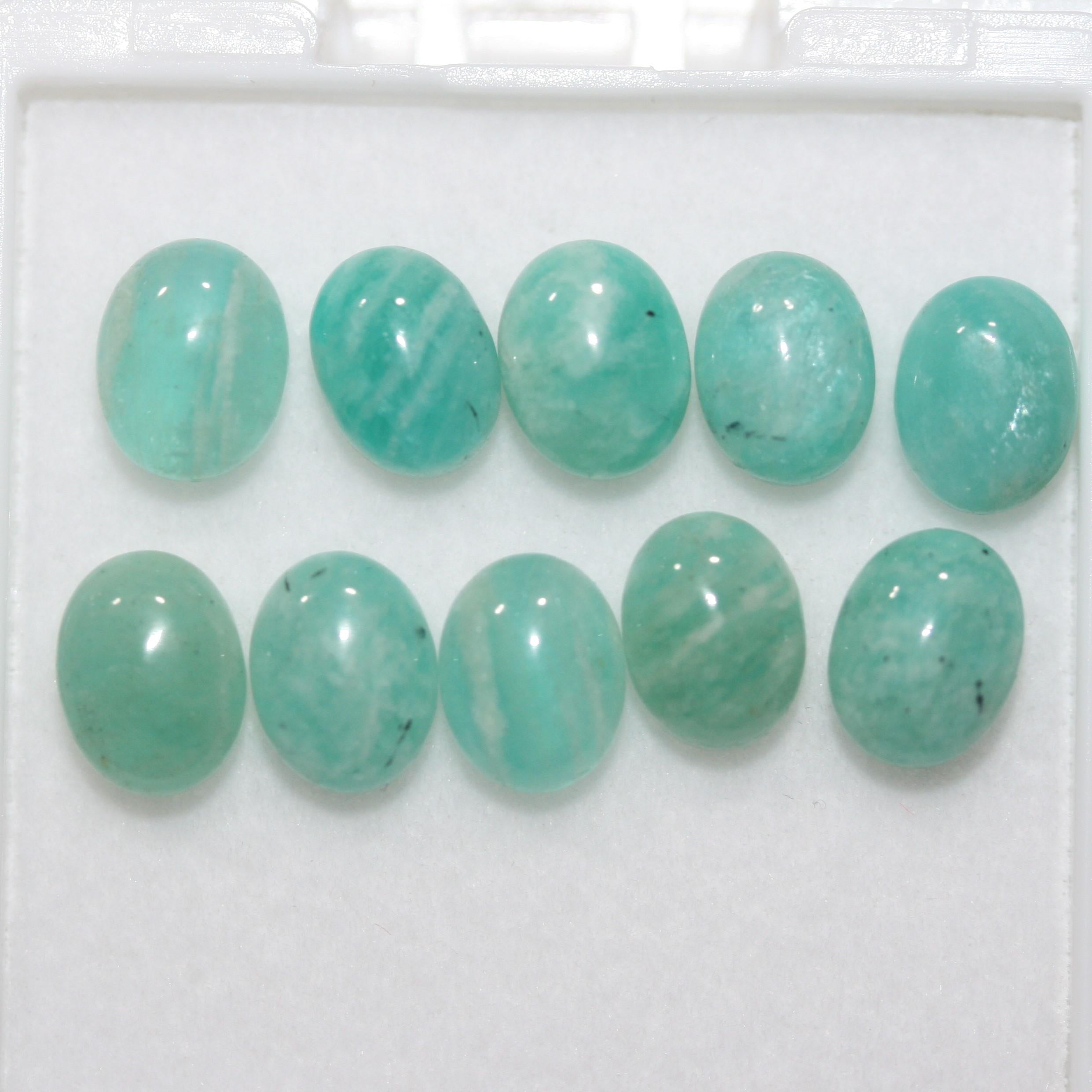 10Pcs Amazonite Oval Cabochon 8x6mm (10 pcs.).- Ref:1130CB