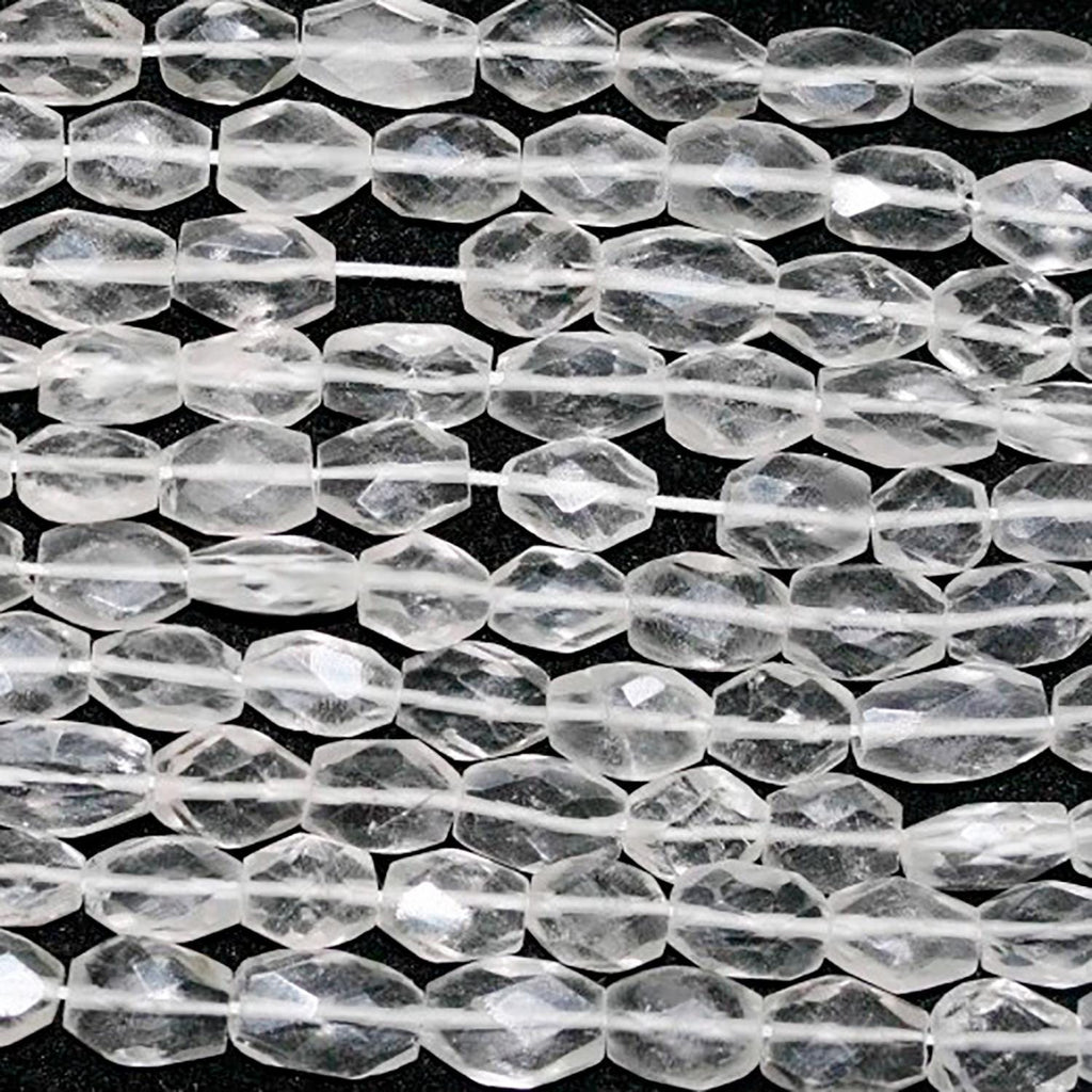 Perles ovales à facettes en cristal de roche St 14" (11 x 8 mm environ) - Longueur du fil : 37 cm