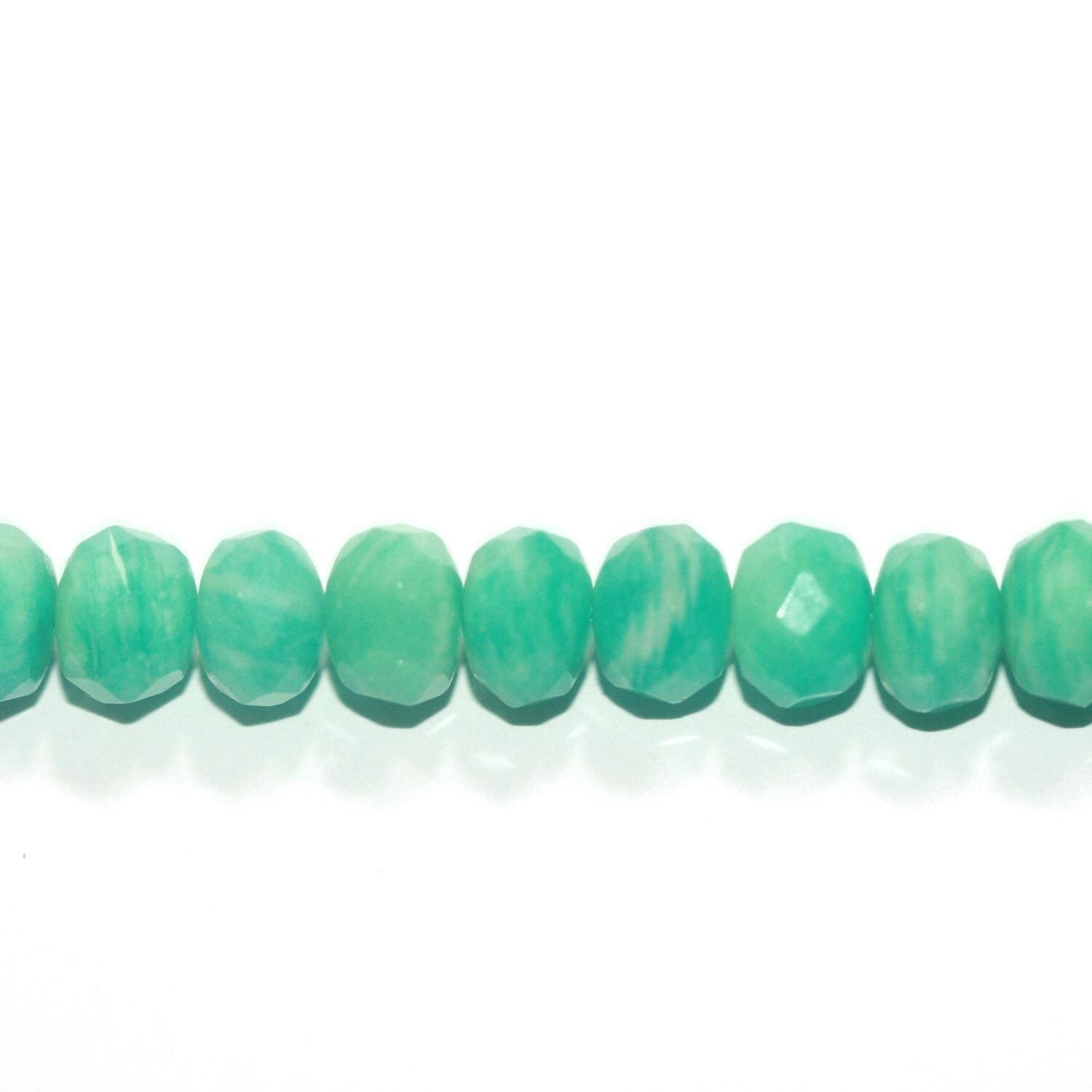Perles rondelles à facettes en amazonite russe de 15 pouces, 9 x 7 mm - Brin de 39 cm.