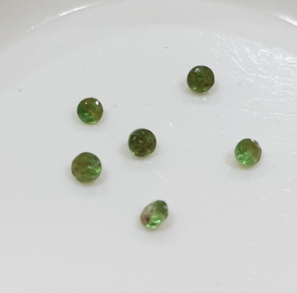 Lot de grenats tsavorites ronds à facettes de 1,6 à 1,7 mm (6 pièces) - Pierres précieuses en vrac - Prix de gros