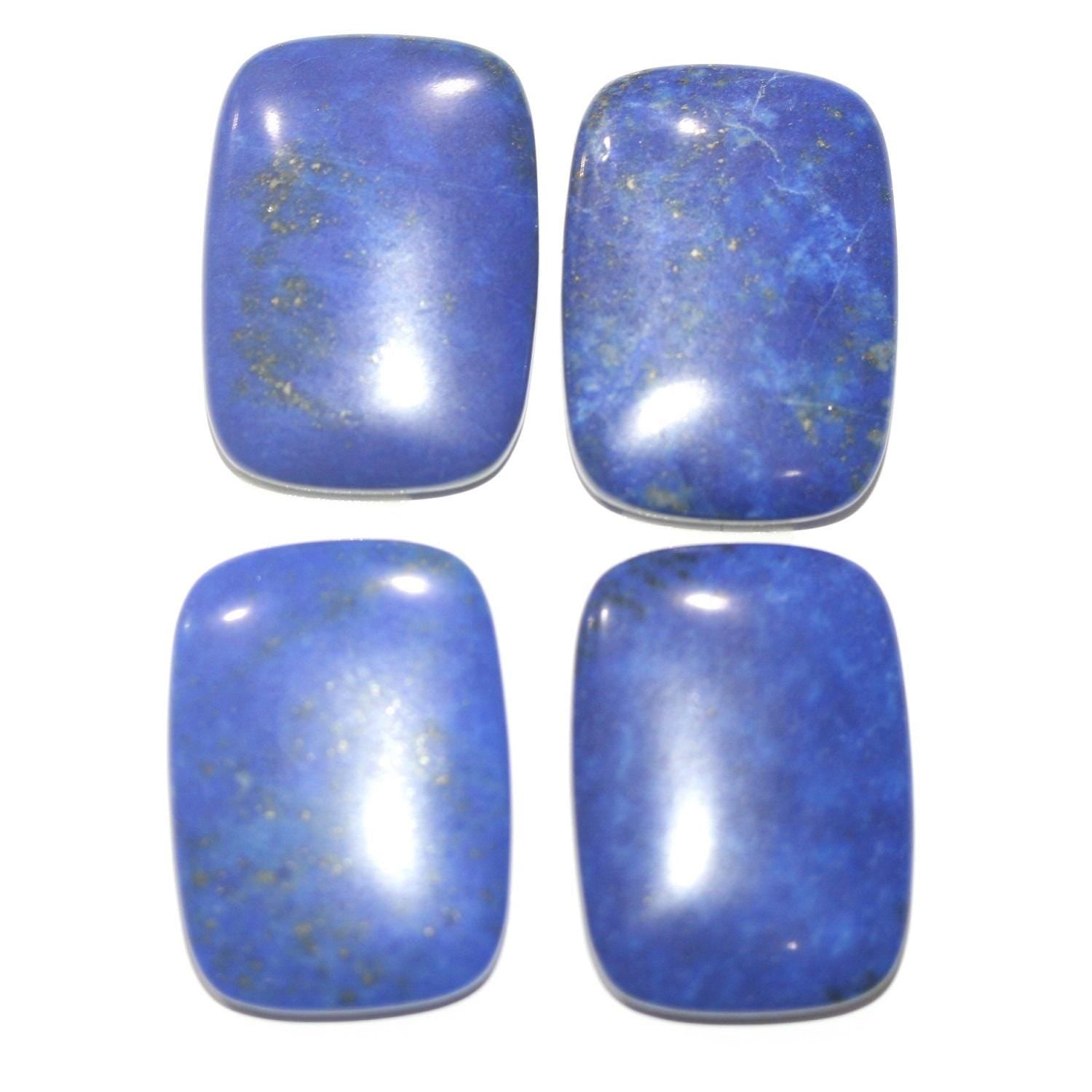 Lote de 4 cabujones rectangulares lisos de lapislázuli de 25 x 18 mm. (4 piezas).