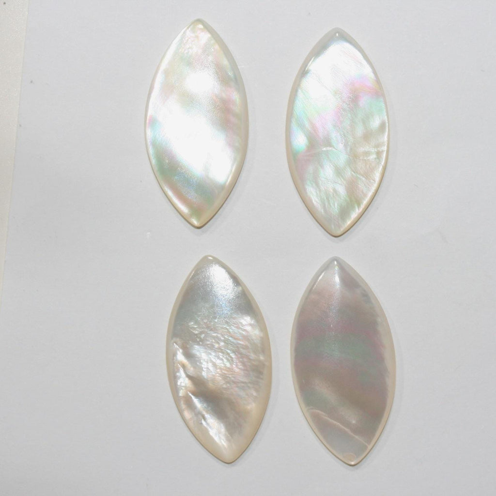 MOP Marquise Cabochon Flat Smooth 30x15mm. (4 pieces).