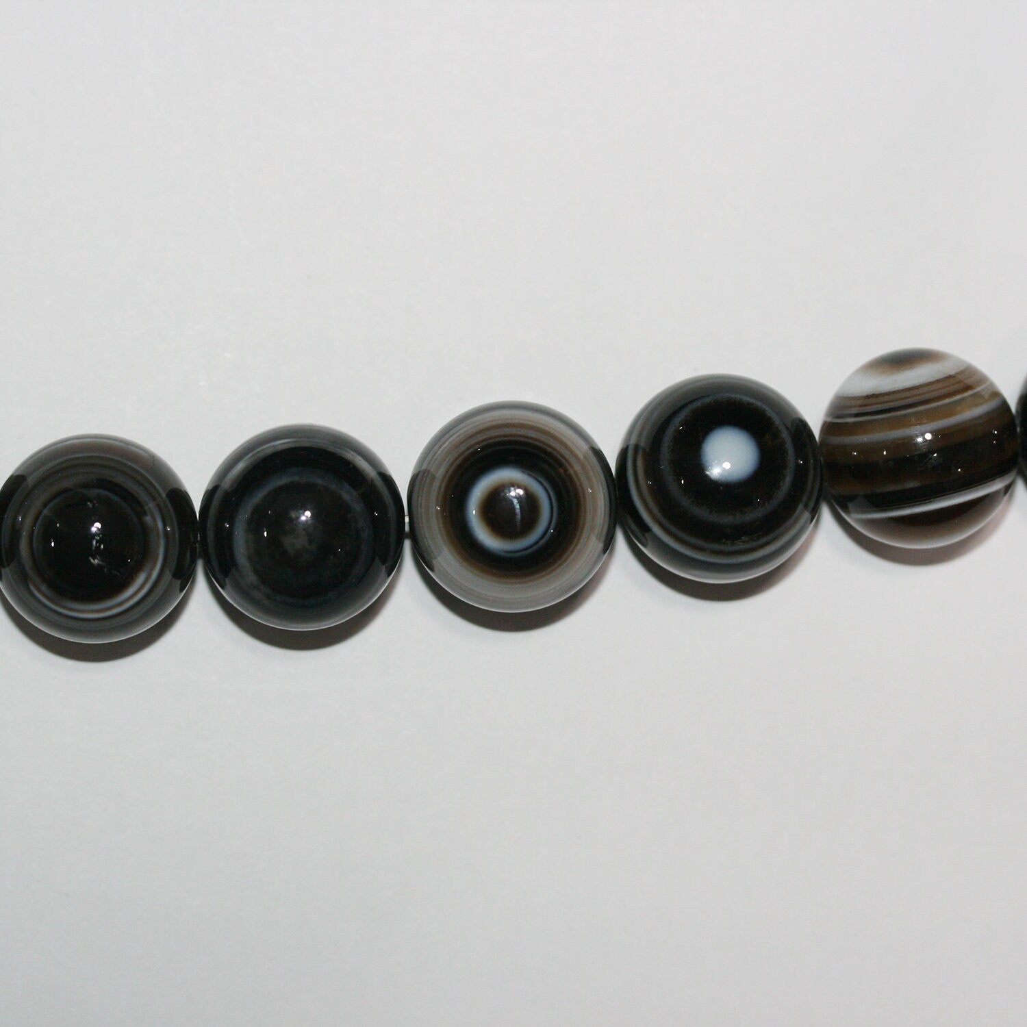 15" St Perles rondes lisses en agate tibétaine 20 mm.-Rig 39 cm.
