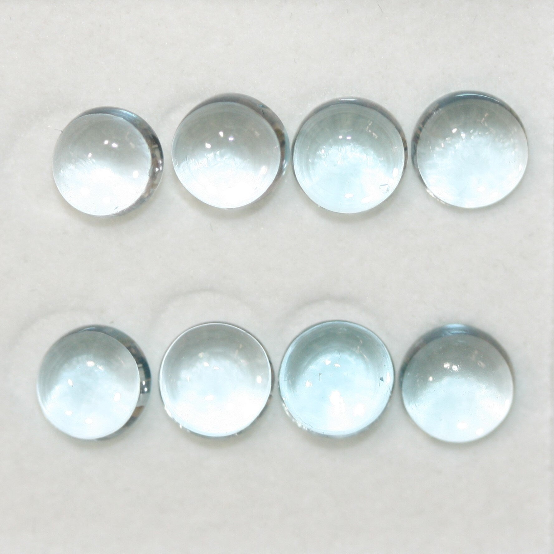 Sky Blue Topaz Smooth Round Cabochons Lot 7mm.- 8 Pieces