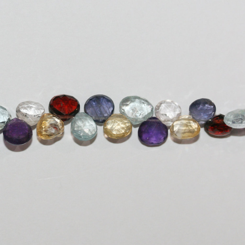 Perles en forme de goutte à facettes en pierre multiple de 9 pouces, 5-6 mm environ - Longueur du fil : 23 cm.