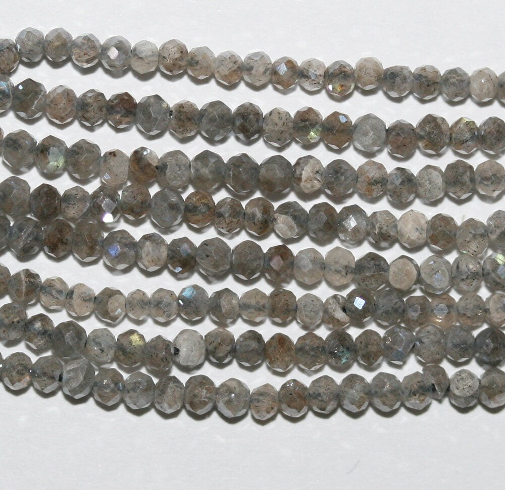 13" St Labradorite Faceted Rondelle Beads  3x2mm.-Strand 33cm.