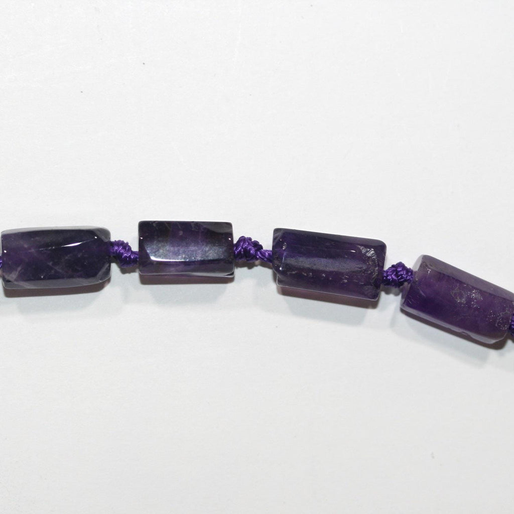 Cuentas de tubo lisas de amatista de 16" (hilo de 40 cm)