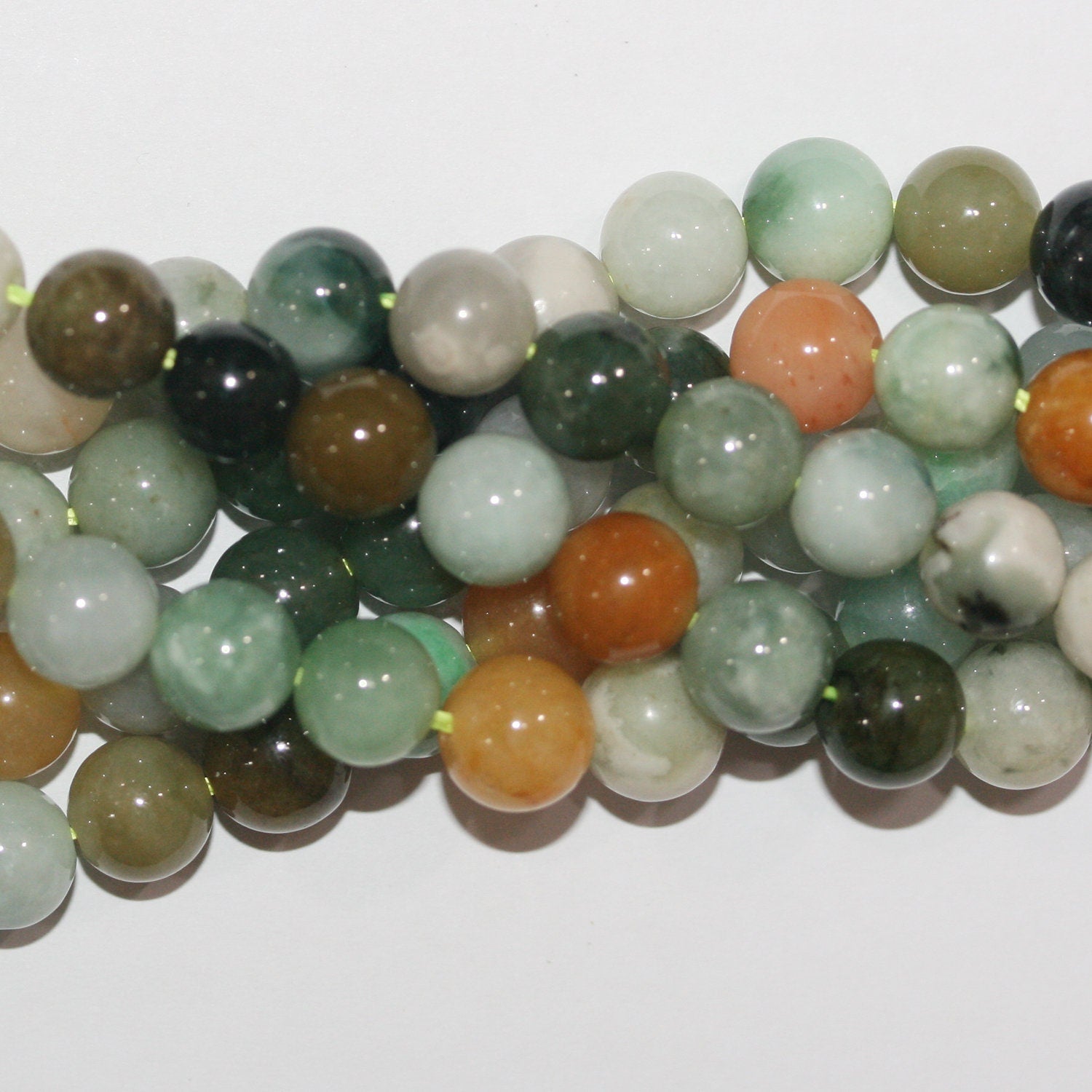 15" st Perles rondes lisses en jade de Birmanie 6 mm.-Rig 39 cm.