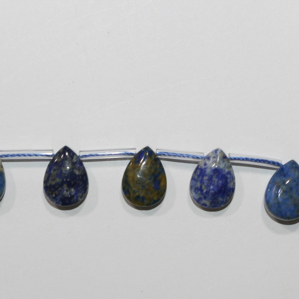 Perles en lapis-lazuli lisses en forme de goutte de 15 pouces, 14 x 10 mm - Fil de 38 cm.
