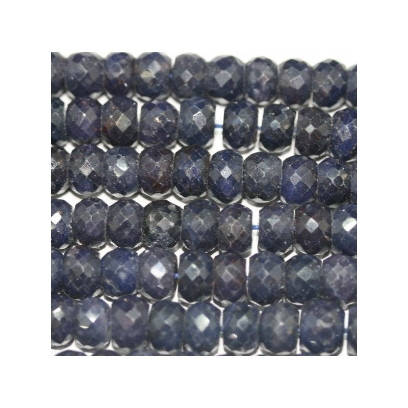 Rondelle facettée en saphir de 14 pouces, 6 x 4 mm. - Fil de 37 cm.