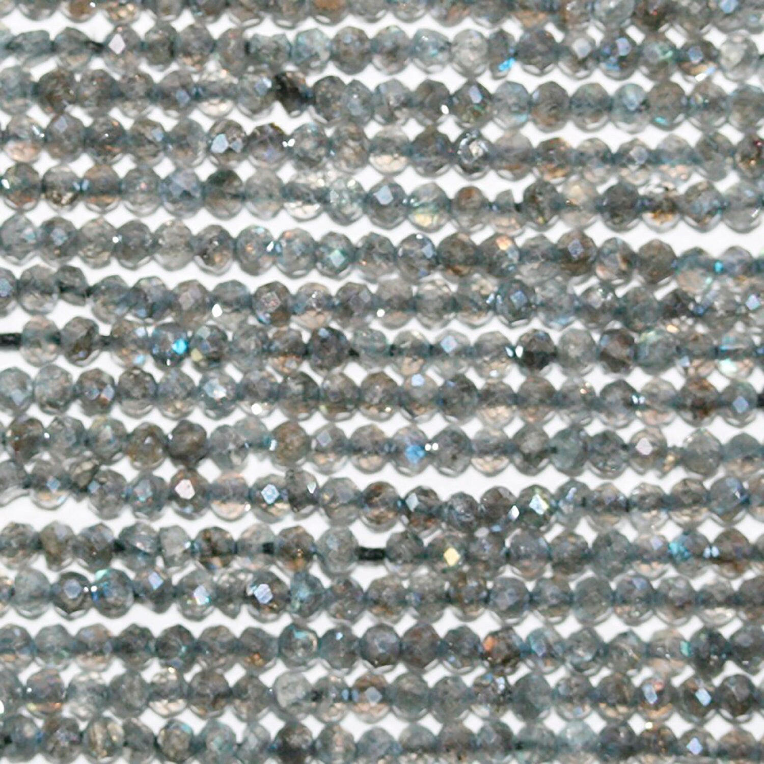 13" St Labradorite Faceted Round Beads 2mm.-Strand 33cm.
