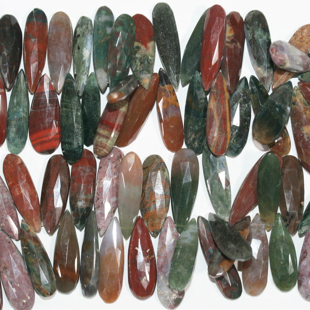 Cuentas de ágata india facetada de 7", 30 x 12 mm. Aprox. - Hilo de 19 cm.