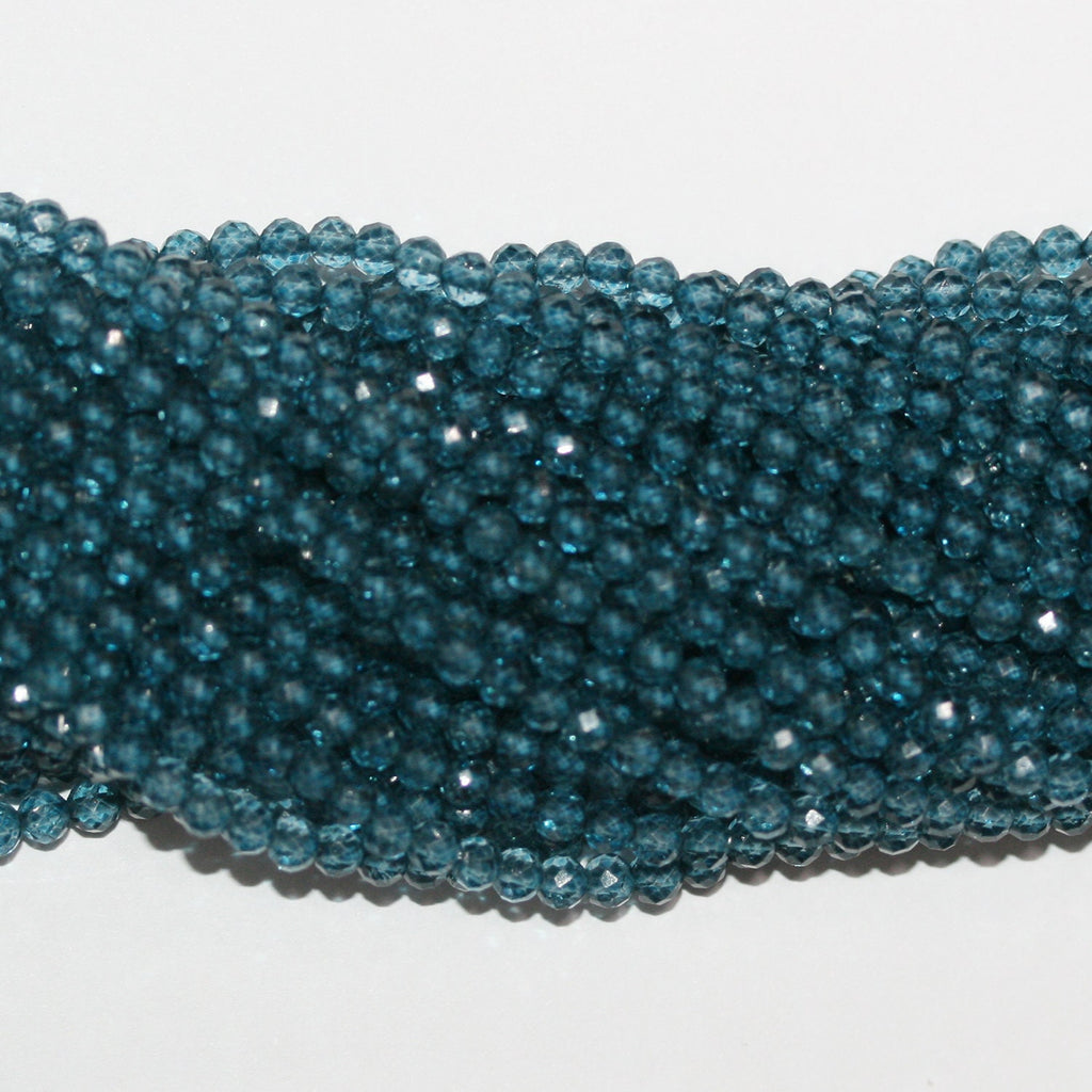 13" St Blue Topaz Faceted Round Beads 3mm.-Strand 33cm.