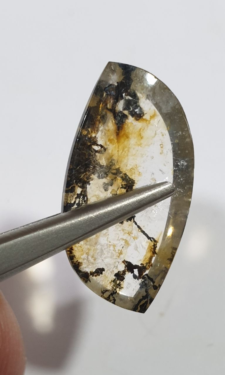 Dendritic Quartz Cabochon 7.7ct  21x10.7mm Natural Inclusions Collector Stone- Natural Stone- Rare Gems- Brazil