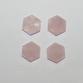 Lote de 4 cabujones facetados de cuarzo rosa hexagonales de 12 mm (4 piezas).