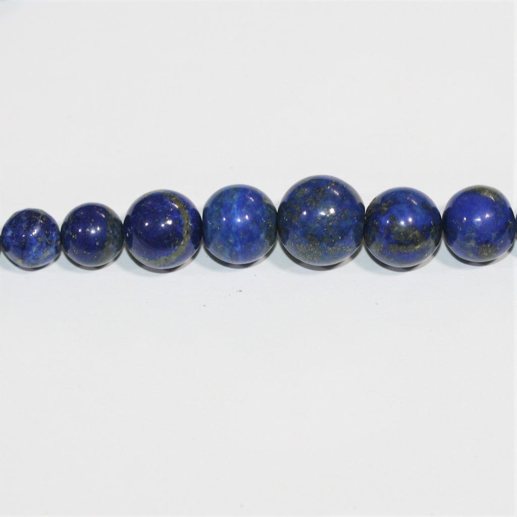Cuentas redondas lisas graduadas de lapislázuli de 16", 5-11 mm. Aprox. - Hilo de 42 cm.