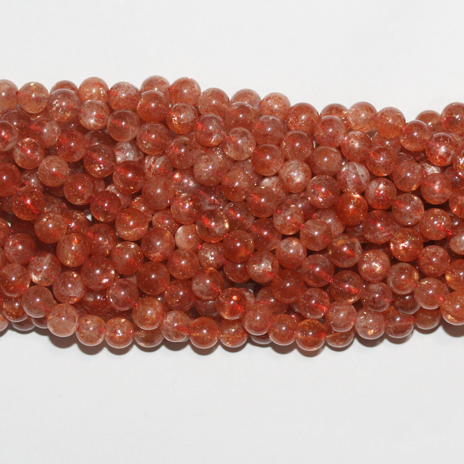 Cuentas redondas lisas de piedra solar de 16" (5-5,5 mm) - Hilo de 40 cm