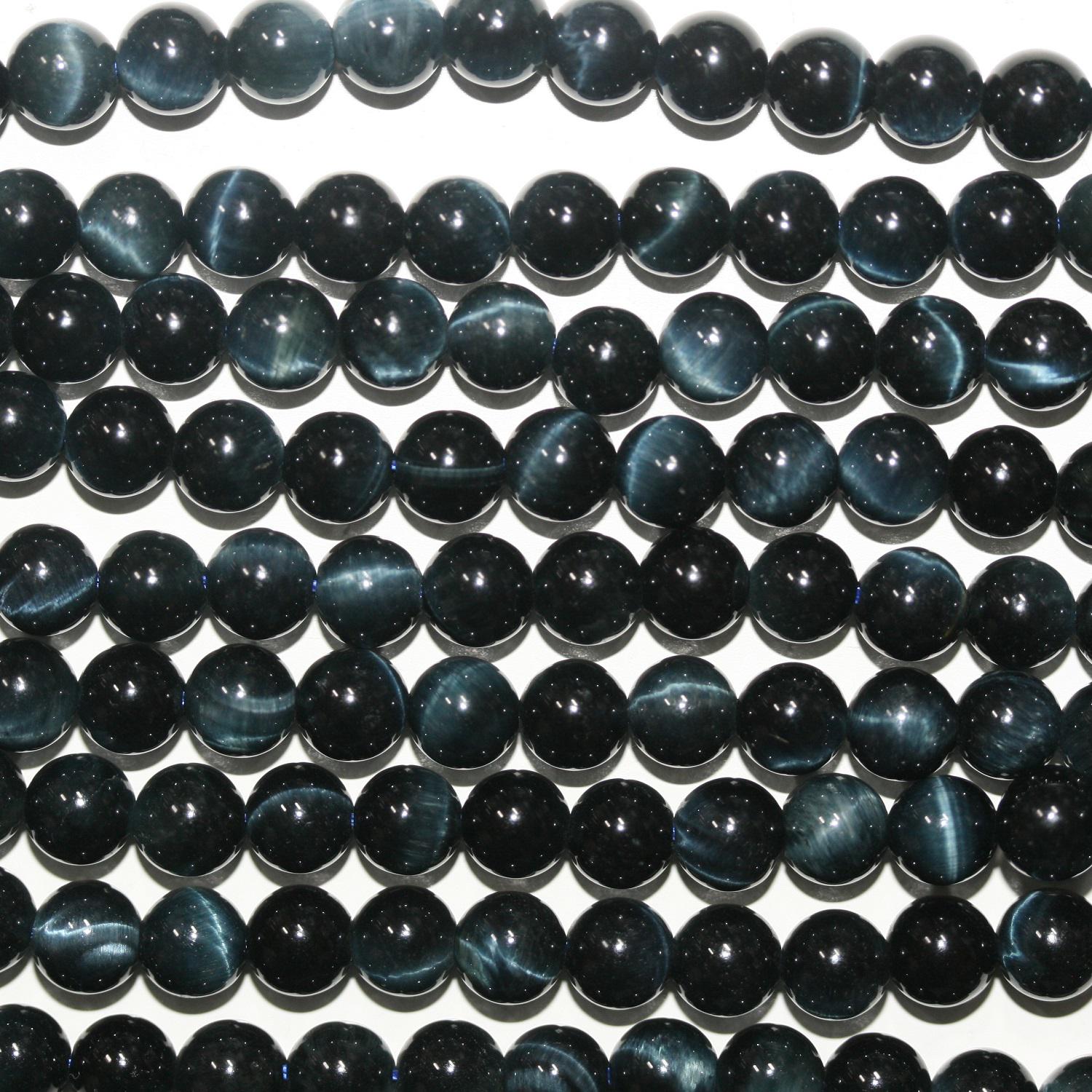 15" St Perles rondes œil de tigre bleu naturel 6,5 mm.-Rig 39 cm.