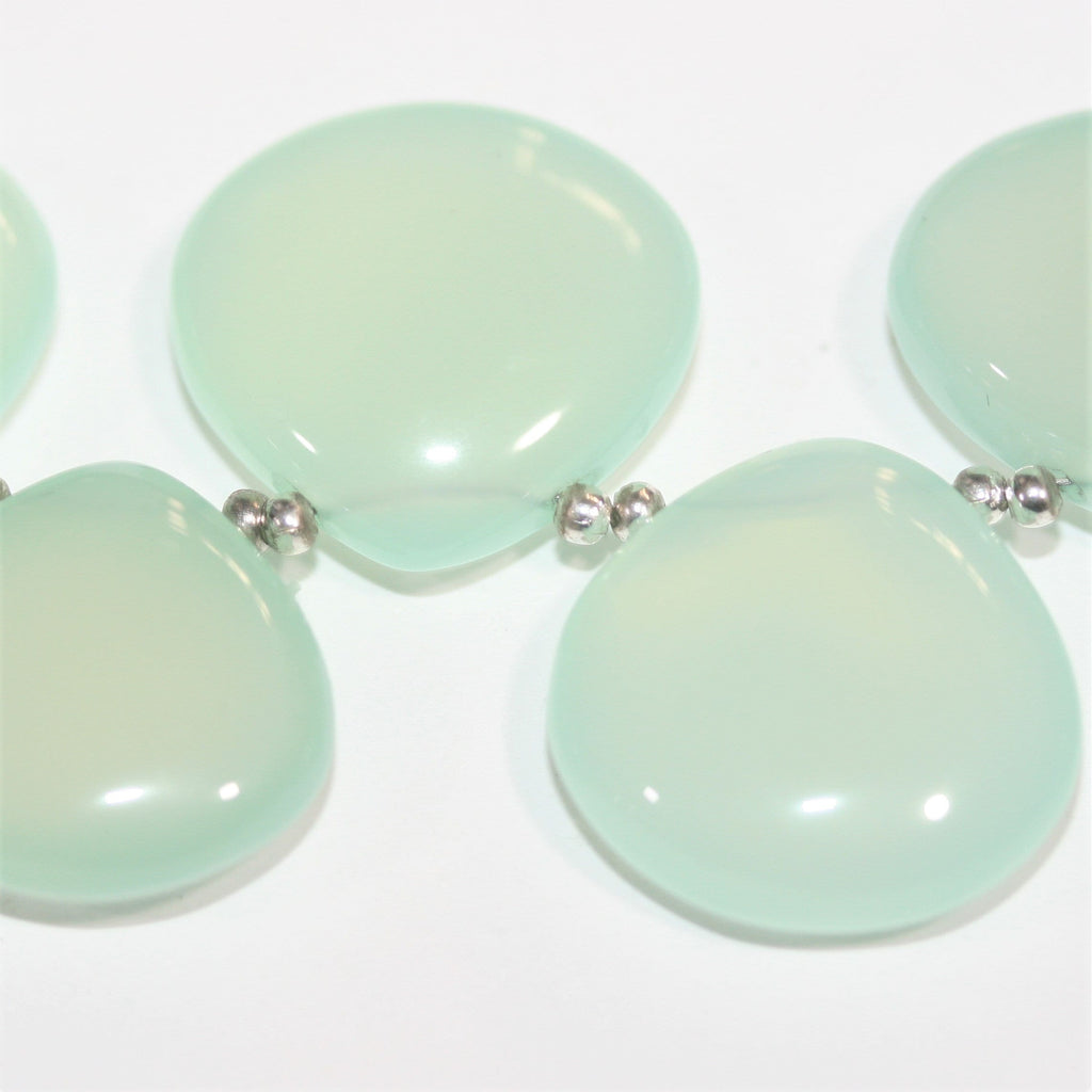 Cuentas lisas de calcedonia azul verdosa de 18 cm (7"), 15-20 mm (tira de 18 cm)