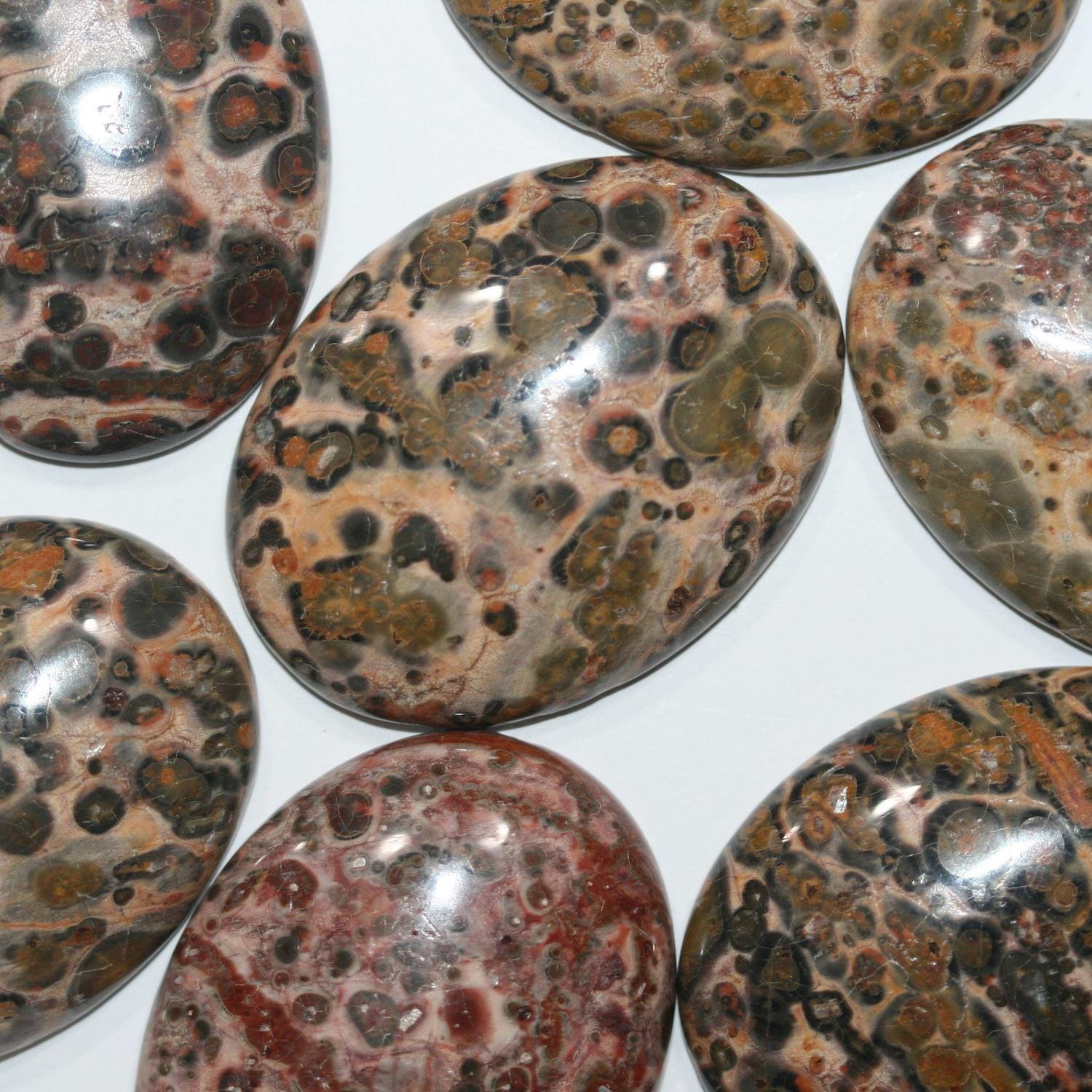 BIG 1 Pcs Oval Jasper Leopard Smooth Cabochon  ( 1Pcs )