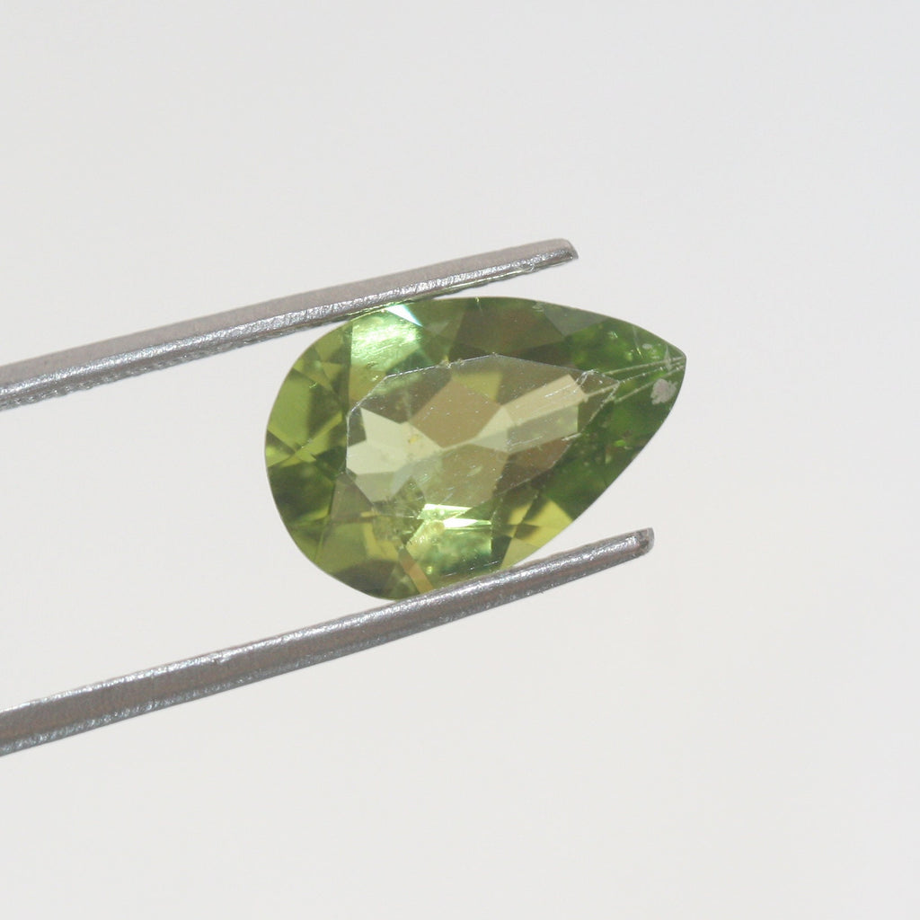 Peridot Faceted Drop 13.2x9mm(3.65ct).-Olivine Green Peridot- Fancy Color- Rare Cut