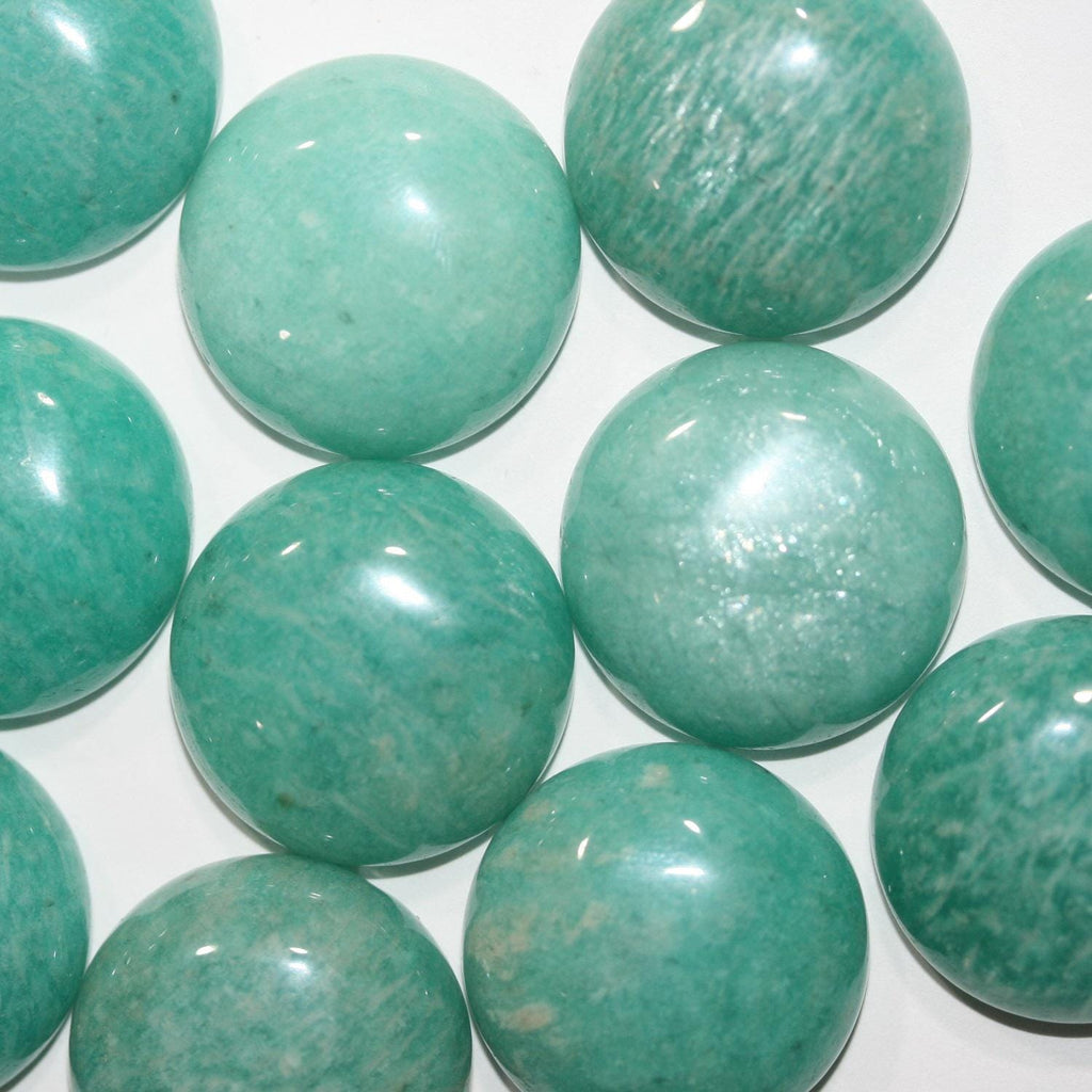 Lote de 4 cabujones redondos lisos de amazonita de 20 mm. (4 piezas)